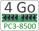 RAM PC3-8500 4Go